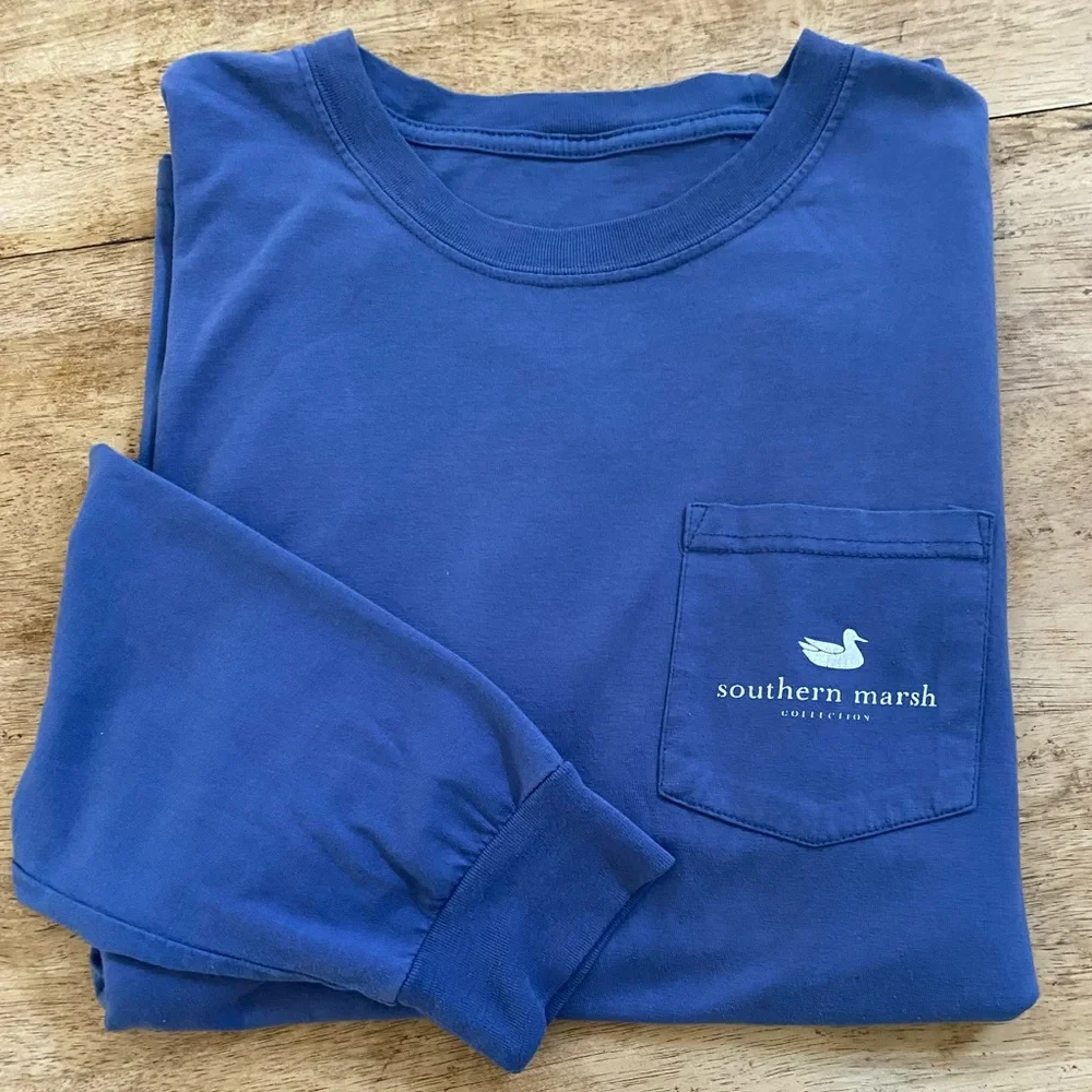 Southern Marsh Mens (see pictures for measurements) Blue Long Sleeve Graphic Tee